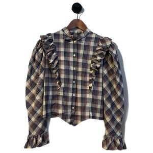 Vintage Hansworth Ruffled Prairie Blouse Western Womans Show Shirt Boho Retro